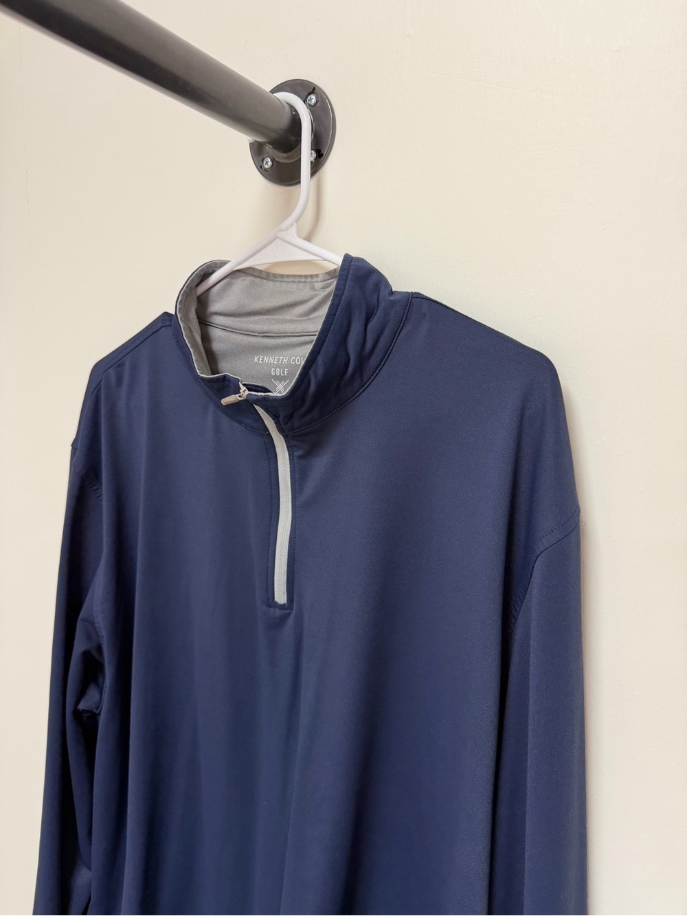 Kenneth Cole Navy and Light Gray 1/4 Zip Golf Pullover